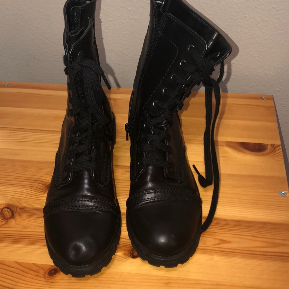 black combat boots